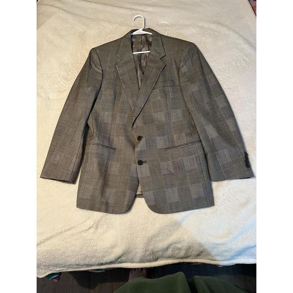 Christian Dior Blazer Mens Size 46 Gray Plaid Tweed Lined Single-Breasted